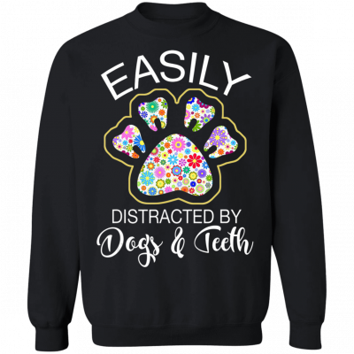 Easily Distracted By Dogs And Th Gift Crewneck Pullover Sweatshirt
